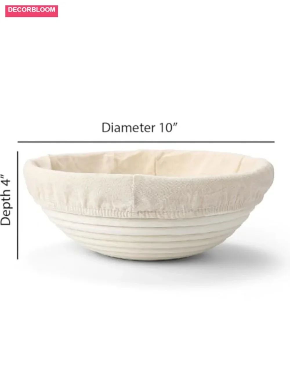 Handmade Rattan Bread Proofing Basket with Liner - 10 Inch Banneton for Baking